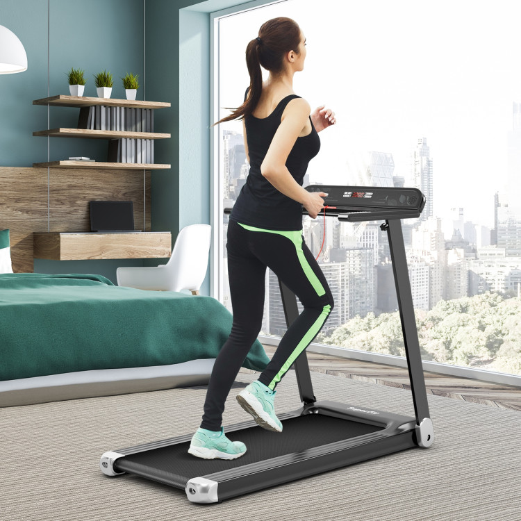 Folding Electric Compact Walking Treadmill with APP Control Speaker-SilverCostway Gallery View 2 of 13