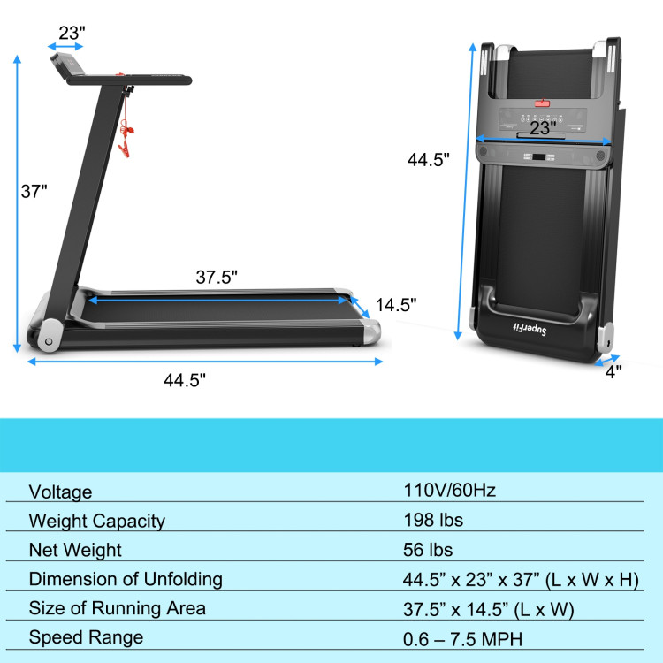 Folding Electric Compact Walking Treadmill with APP Control Speaker-SilverCostway Gallery View 4 of 13