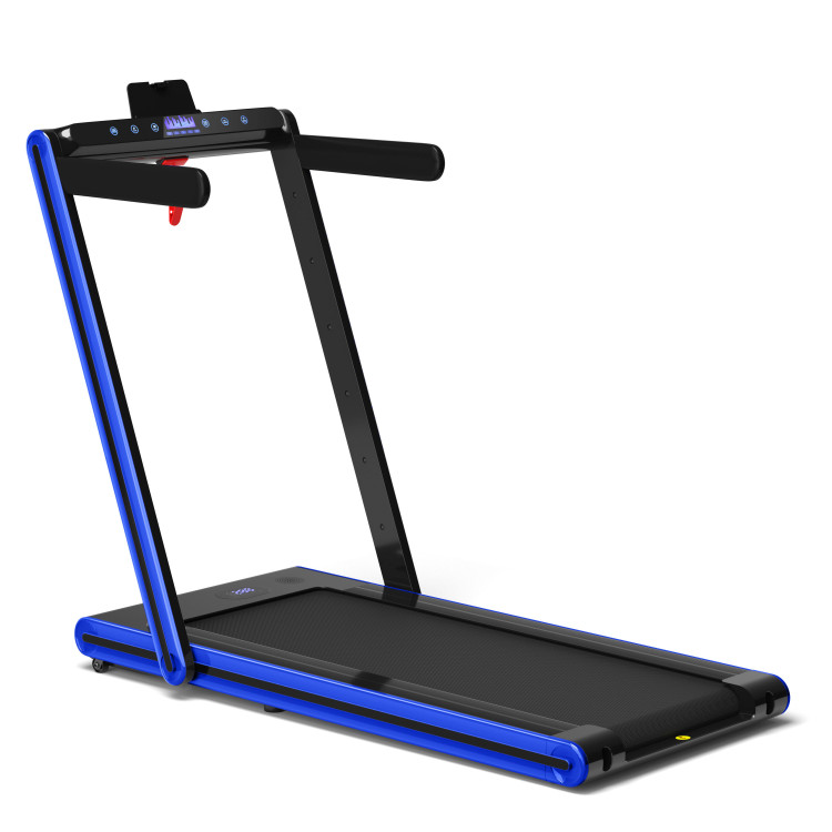 2-in-1 Folding Treadmill with Dual LED Display-NavyCostway Gallery View 3 of 11