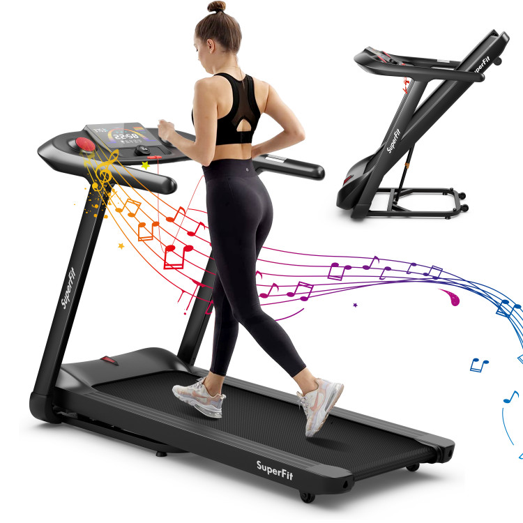 4.75HP Folding Treadmill with Preset Programs Touch Screen Control-BlackCostway Gallery View 4 of 12