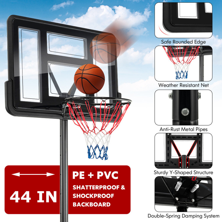 4.25-10 Feet Adjustable Basketball Hoop System with 44 Inch BackboardCostway Gallery View 9 of 10
