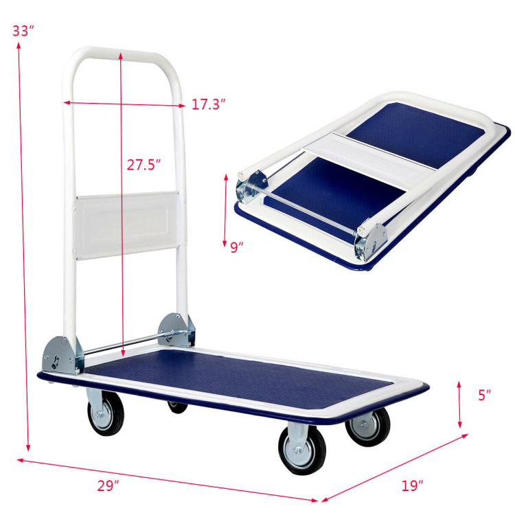 330 lbs Platform Cart Dolly Foldable Warehouse Push Hand TruckCostway Gallery View 11 of 13