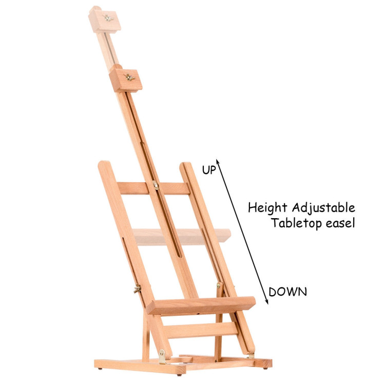 Adjustable Portable Wood Tabletop Easel H-Frame for Artist Painting Display  - Costway