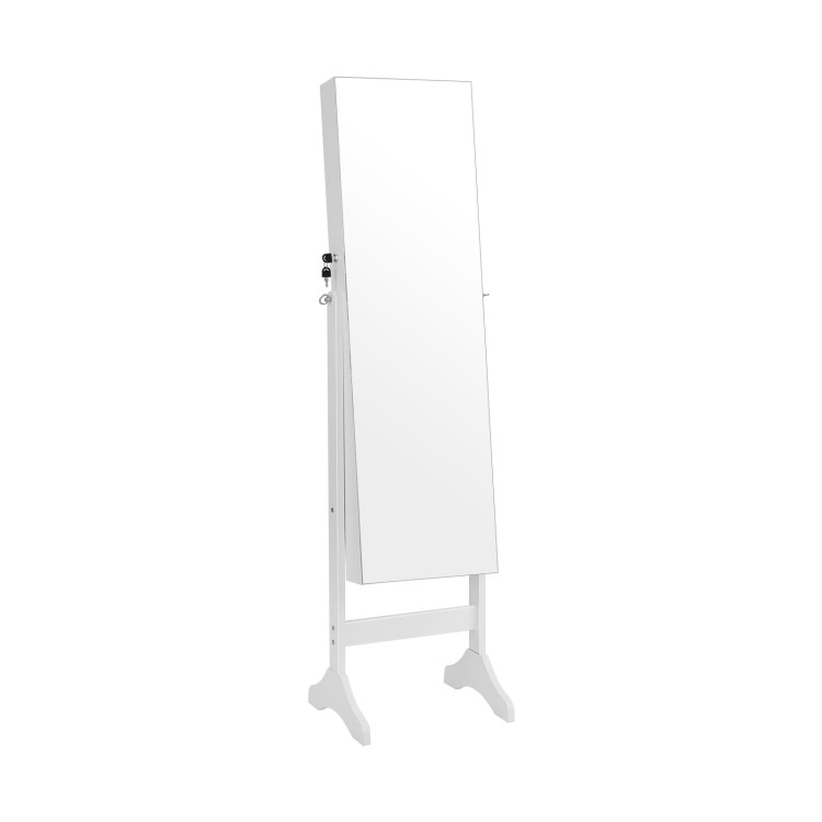 Adjustable Standing Jewelry Cabinet with Full Length Mirror-White - Gallery View 1 of 11