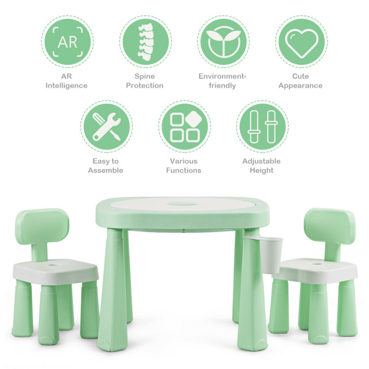 AR Function Kids Game Table and Chair Set-GreenCostway Gallery View 6 of 11