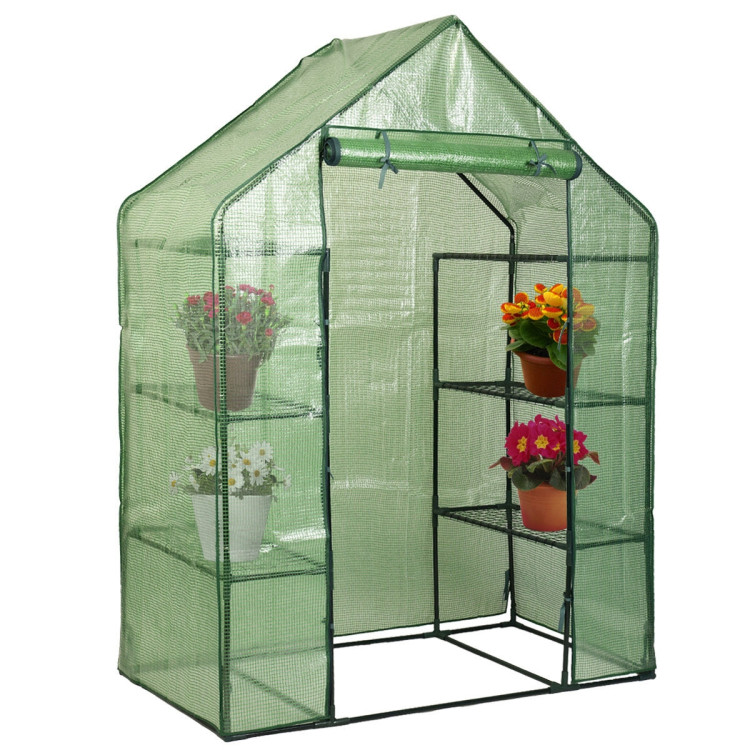Portable 4 Tier Walk-in Plant Greenhouse with 8 ShelvesCostway Gallery View 3 of 12