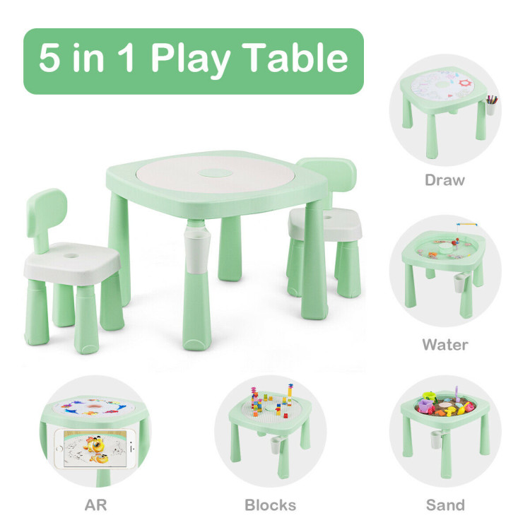 AR Function Kids Game Table and Chair Set-GreenCostway Gallery View 5 of 11