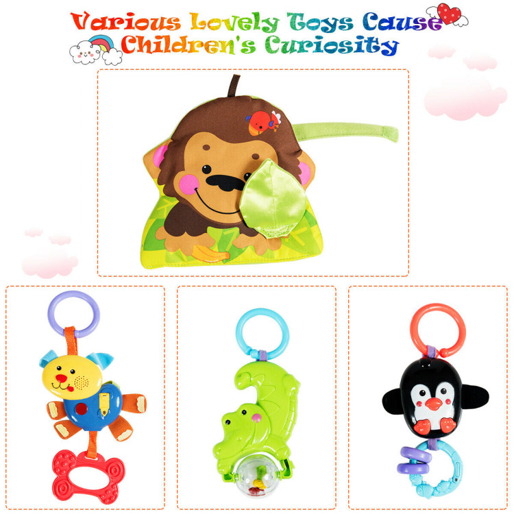 4-in-1 Baby Play Gym Mat with 3 Hanging Educational ToysCostway Gallery View 6 of 7