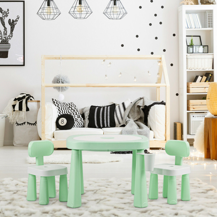 AR Function Kids Game Table and Chair Set-GreenCostway Gallery View 2 of 11