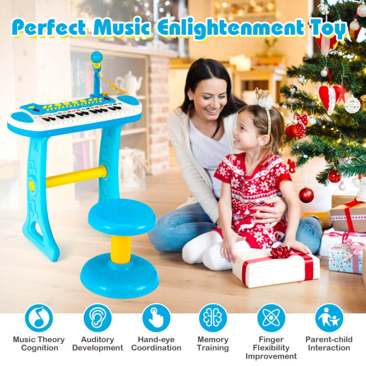 31-Key Kids Piano Keyboard Toy with Microphone and Multiple Sounds for Age  3+