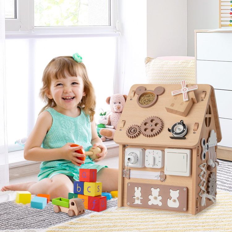Multi-purpose Busy House with Sensory Games and Interior Storage Space ...