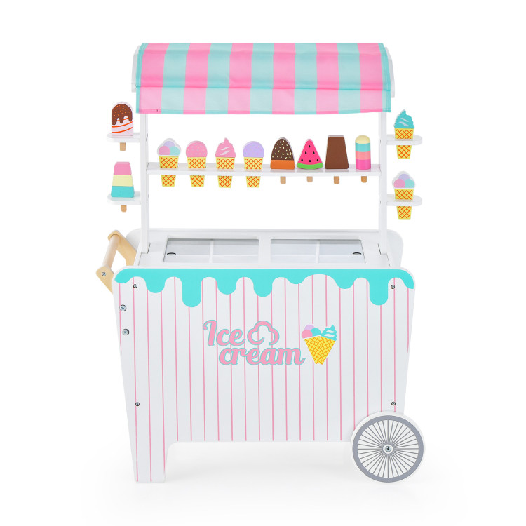 Costway Kid's Ice Cream Cart Playset with Display Rack and Accessories