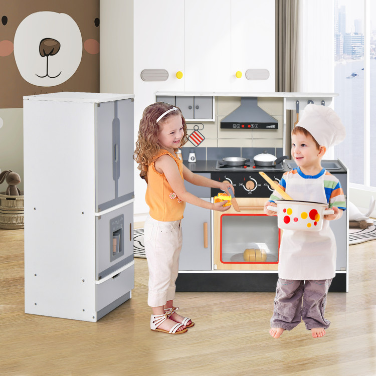 Costway Wooden Kids Kitchen with Washing Machine