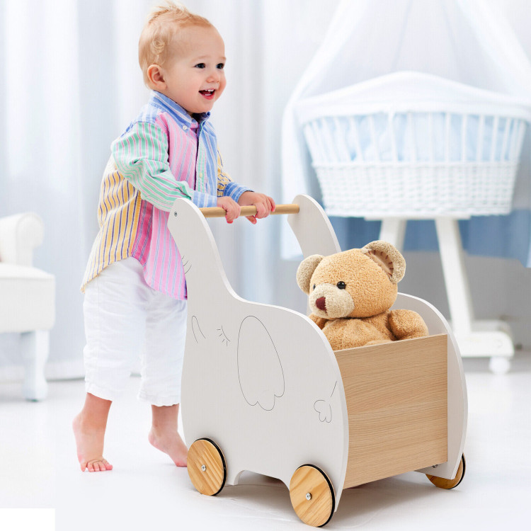 Kids Wooden Shopping Cart with Rubber WheelsCostway Gallery View 2 of 9