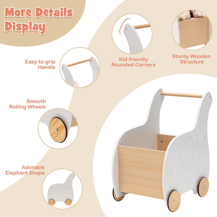 Kids Wooden Shopping Cart with Rubber WheelsCostway Gallery View 5 of 9