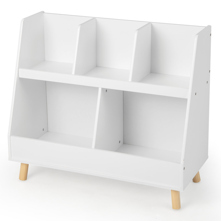 Costway 3-Tier Kid Storage Shelf Cubes w/3 Baskets Corner Cabinet Organizer  Gray