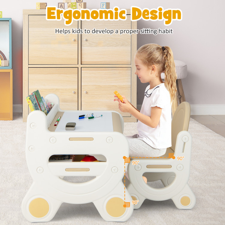 Kids Drawing Table and Chair Set with Watercolor Pens and