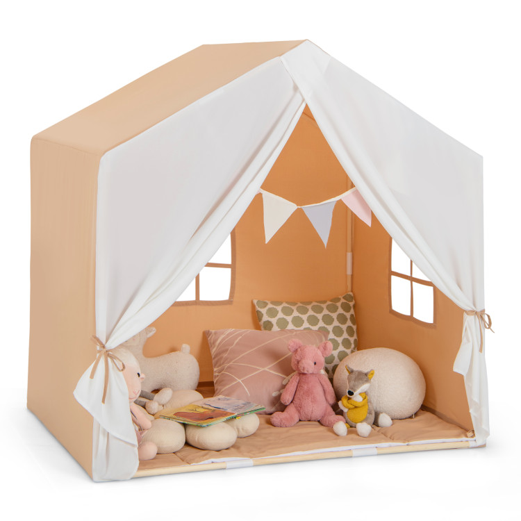 Costway tente de jeu pour enfants avec tapis antidérapant et sac de  transport grande maison de jeu pour intérieur et extérieur pour enfants 3  ans +, beige - Conforama
