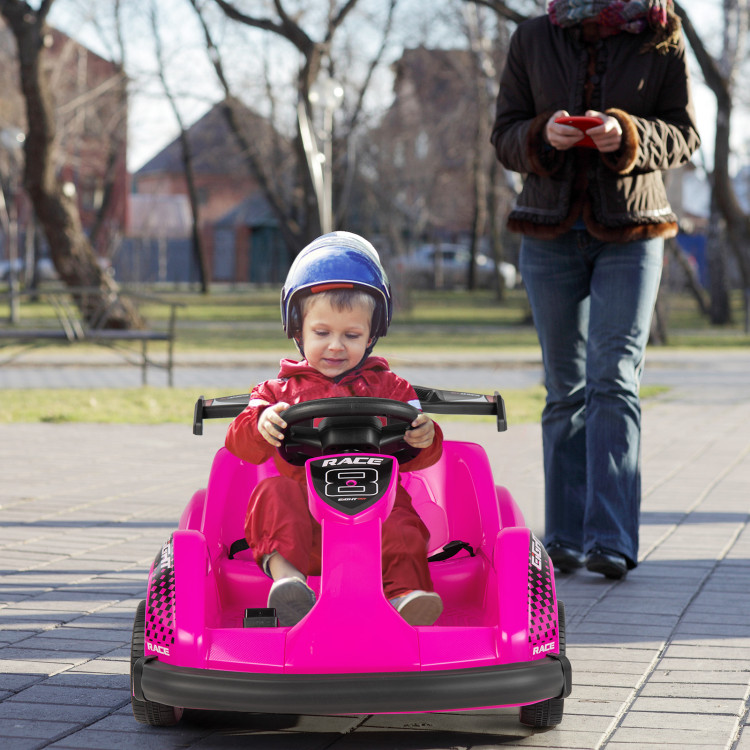 6V Kids Ride On Go Cart with Remote Control and Safety Belt-PinkCostway Gallery View 2 of 10