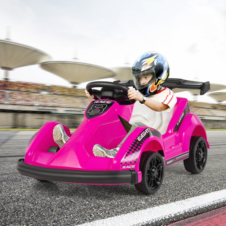 6V Kids Ride On Go Cart with Remote Control and Safety Belt-PinkCostway Gallery View 6 of 10