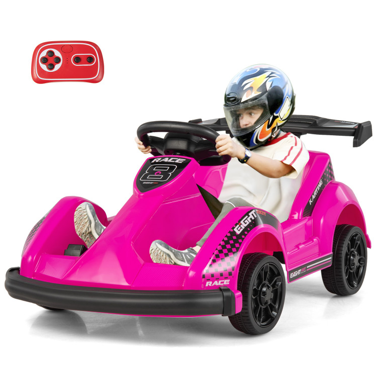 6V Kids Ride On Go Cart with Remote Control and Safety Belt-PinkCostway Gallery View 7 of 10