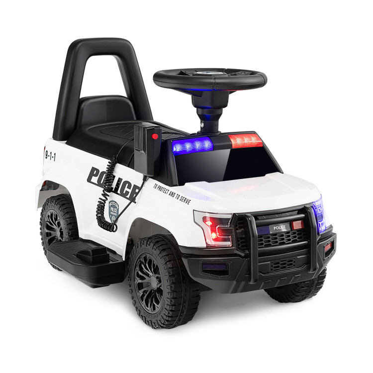 6V Kids Ride On Police Car with Real Megaphone and Siren Flashing Lights-WhiteCostway Gallery View 1 of 11