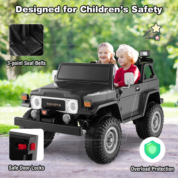12V 2-Seat Licensed Kids Ride On Toyota FJ40 Car with 2.4G Remote Control-BlackCostway Gallery View 3 of 10