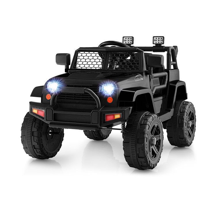 12V Kids Ride On Truck with Remote Control and Headlights-BlackCostway Gallery View 1 of 9
