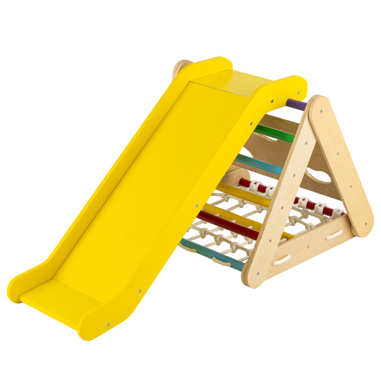 4 in 1 Triangle Climber Toy with Sliding Board and Climbing Net-MulticolorCostway Gallery View 1 of 9