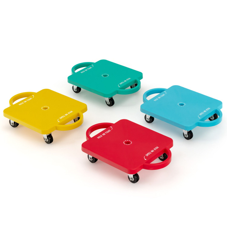4 Pieces Kids Sitting Scooter Set with Handles and Non-marring Universal Casters-MulticolorCostway Gallery View 1 of 10