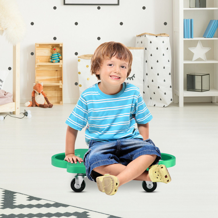 4 Pieces Kids Sitting Scooter Set with Handles and Non-marring Universal Casters-MulticolorCostway Gallery View 6 of 10
