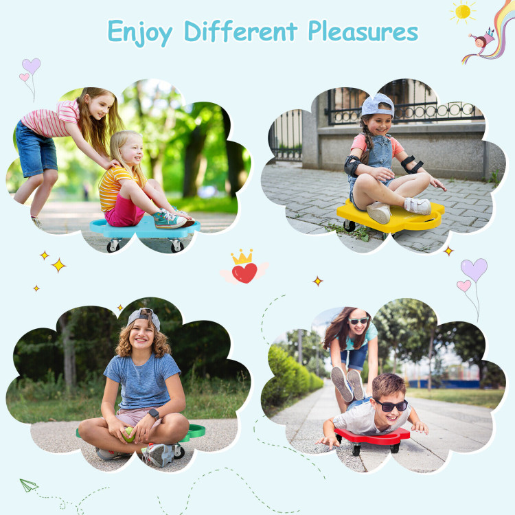 4 Pieces Kids Sitting Scooter Set with Handles and Non-marring Universal Casters-MulticolorCostway Gallery View 8 of 10
