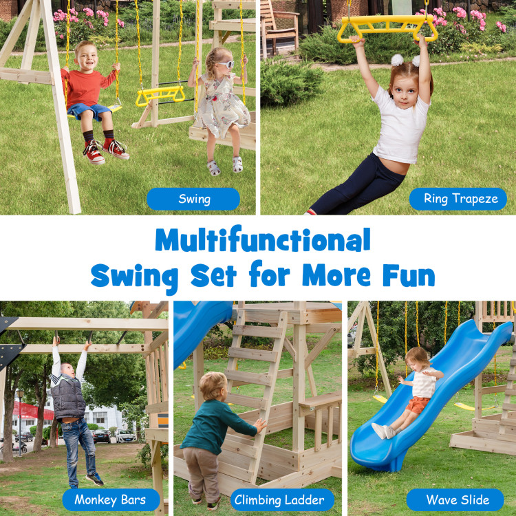 Swing Set Wooden  Garden Swing for Children