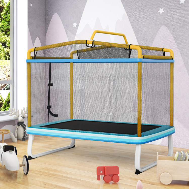 6 Feet Rectangle Trampoline with Swing Horizontal Bar and Safety Net-YellowCostway Gallery View 2 of 11