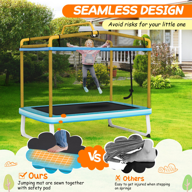 6 Feet Rectangle Trampoline with Swing Horizontal Bar and Safety Net-YellowCostway Gallery View 3 of 11