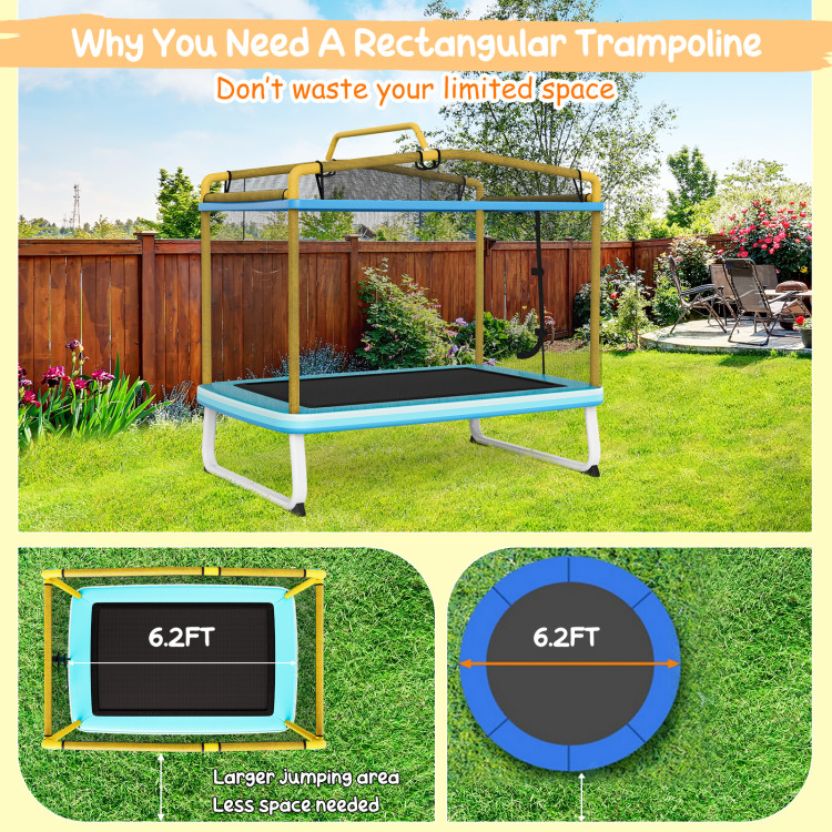 6 Feet Rectangle Trampoline with Swing Horizontal Bar and Safety Net-YellowCostway Gallery View 6 of 11