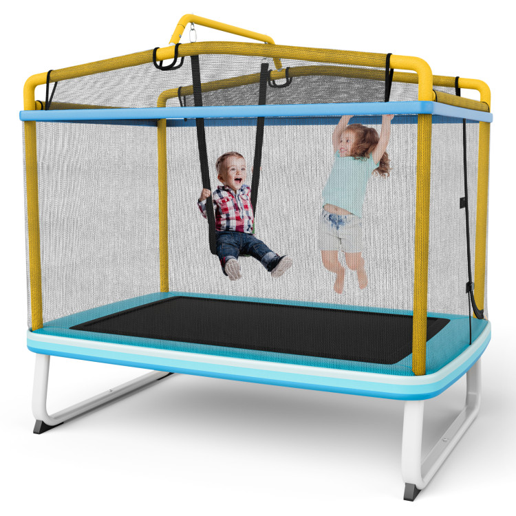 6 Feet Rectangle Trampoline with Swing Horizontal Bar and Safety Net-YellowCostway Gallery View 1 of 11