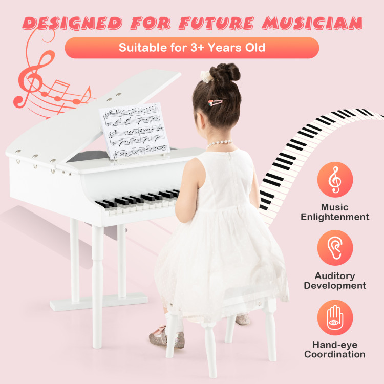 Buy Hape Deluxe White Grand Piano - Thirty Key Piano Toy W/ Stool
