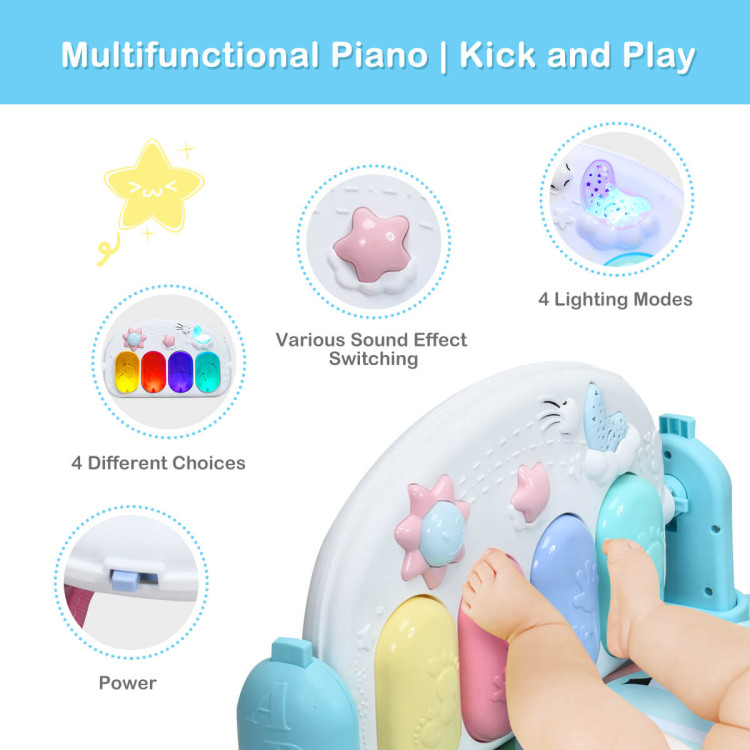 3 in 1 Fitness Music and Lights Baby Gym Play Mat-BlueCostway Gallery View 12 of 13