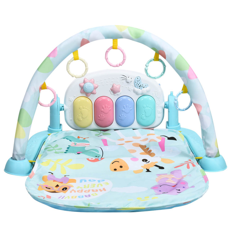 3 in 1 Fitness Music and Lights Baby Gym Play Mat-BlueCostway Gallery View 8 of 13