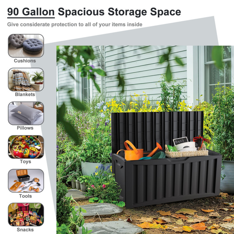 90 Gallon Outdoor Deck Storage Box with Built-In WheelCostway Gallery View 5 of 10