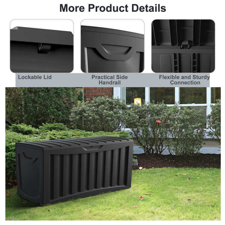 90 Gallon Outdoor Deck Storage Box with Built-In WheelCostway Gallery View 3 of 10