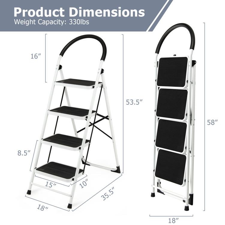 4-Step Folding Ladder with Anti-Slip Pedal Platform 330Lbs CapacityCostway Gallery View 5 of 11