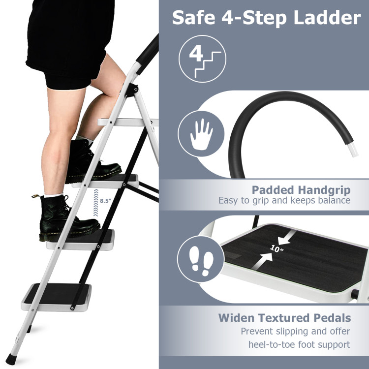 4-Step Folding Ladder with Anti-Slip Pedal Platform 330Lbs CapacityCostway Gallery View 9 of 11