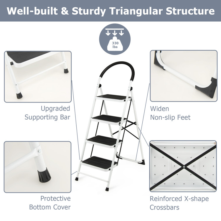 4-Step Folding Ladder with Anti-Slip Pedal Platform 330Lbs CapacityCostway Gallery View 10 of 11