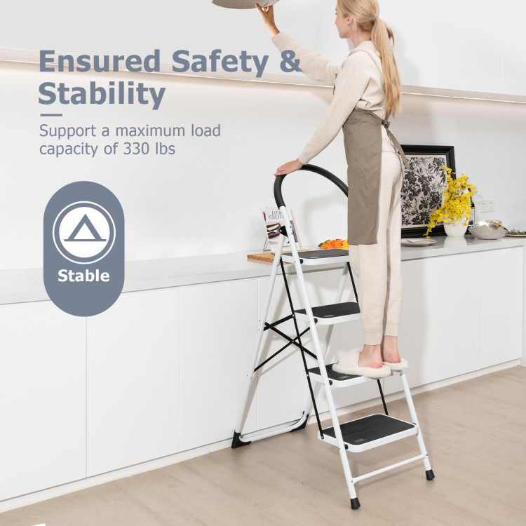 4-Step Folding Ladder with Anti-Slip Pedal Platform 330Lbs CapacityCostway Gallery View 2 of 11