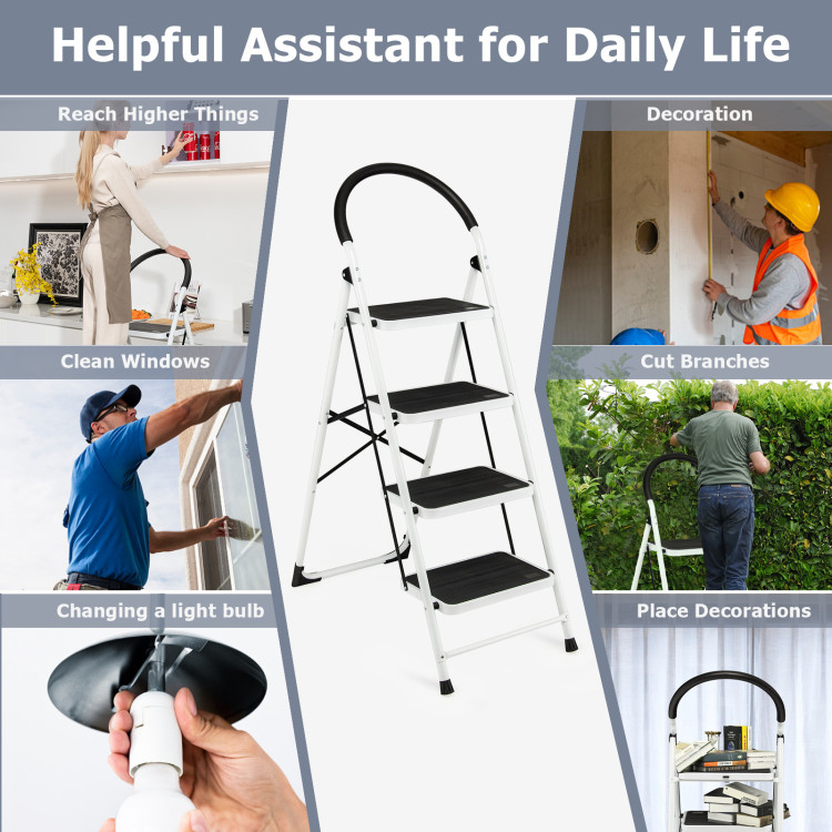 4-Step Folding Ladder with Anti-Slip Pedal Platform 330Lbs CapacityCostway Gallery View 3 of 11