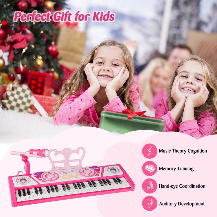 49 Keys Kids Piano Keyboard for Kids 3+-PinkCostway Gallery View 8 of 10