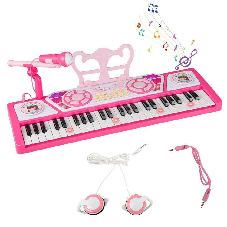 49 Keys Kids Piano Keyboard for Kids 3+-PinkCostway Gallery View 1 of 10