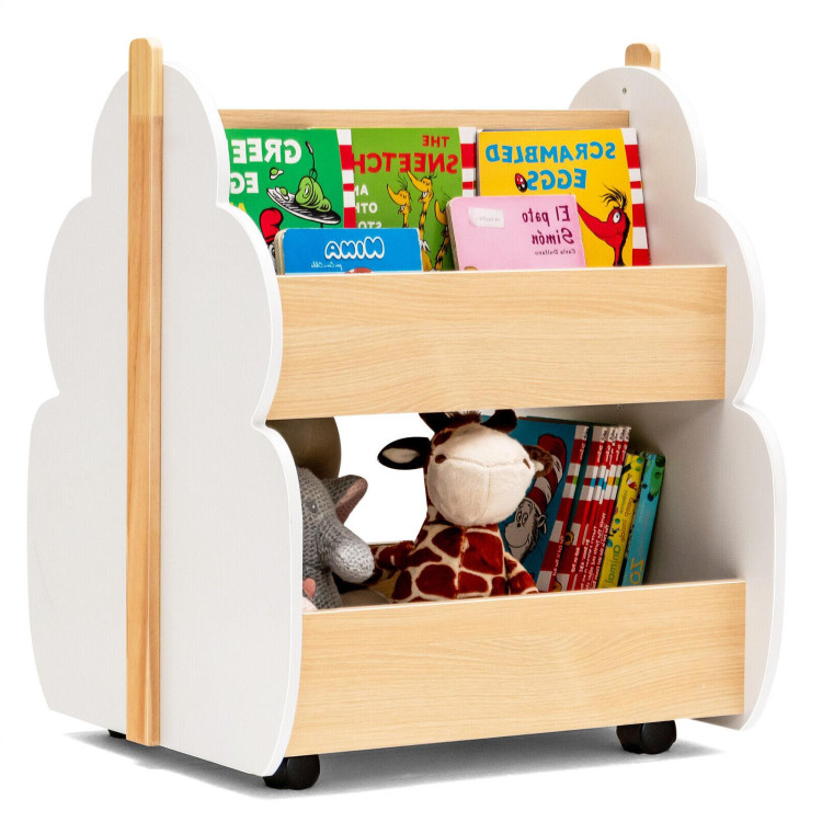 Kids Wooden Bookshelf with Universal WheelsCostway Gallery View 1 of 11